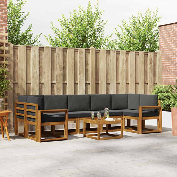 vidaXL Ensemble de canap&eacute;s d'ext&eacute;rieur 8 pcs Naturel et Anthracite