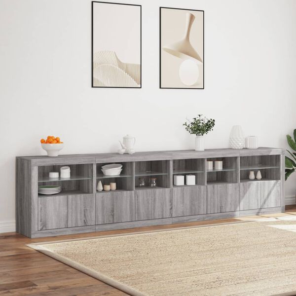 vidaXL Buffet avec lumières LED sonoma gris 283x37x67 cm