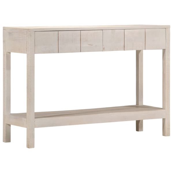vidaXL Table console blanc 110x35x75 cm bois de manguier solide