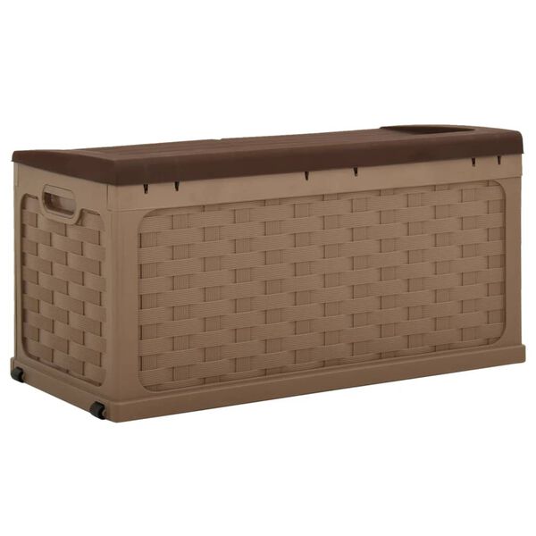 vidaXL Boîte de rangement de jardin 335 L Moka-Chocolat PP Rotin