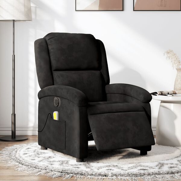 vidaXL Fauteuil inclinable de massage &eacute;lectrique noir velours