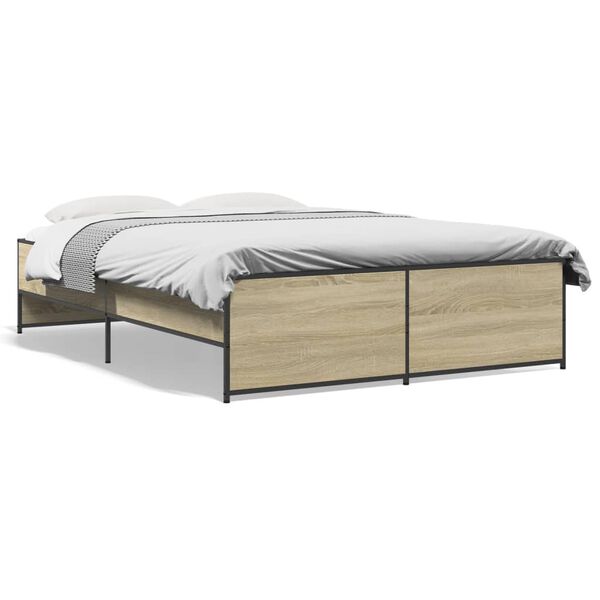 vidaXL Cadre de lit sans matelas ch&ecirc;ne sonoma 135x190 cm