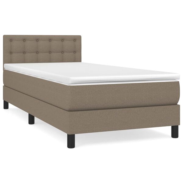 vidaXL Sommier &agrave; lattes de lit avec matelas Taupe 100x200 cm Tissu