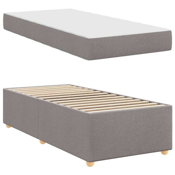 vidaXL Cadre de lit avec matelas Taupe 90 x 200 cm tissu