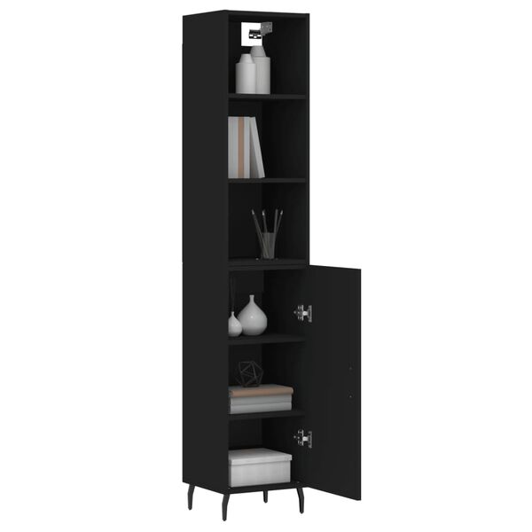 vidaXL Buffet haut Noir 34,5x34x180 cm Bois d'ing&eacute;nierie