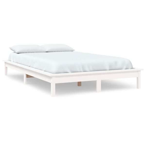 vidaXL Cadre de lit sans matelas blanc 200x200 cm bois massif