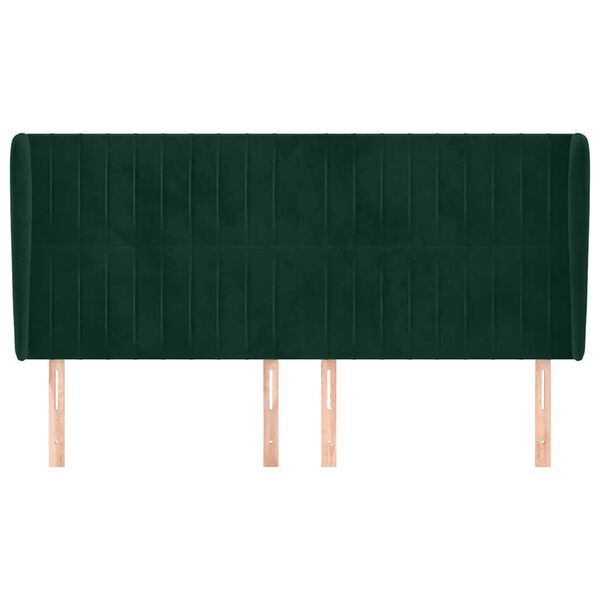 vidaXL T&ecirc;te de lit avec oreilles Vert fonc&eacute; 203x23x118/128 cm Velours