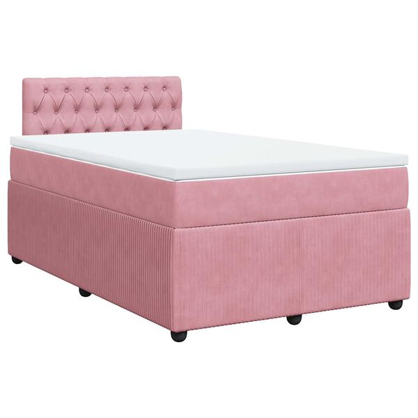 vidaXL Sommier &agrave; lattes de lit avec matelas Rose 120x200 cm Velours