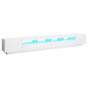 vidaXL Meuble TV avec lumi&egrave;res LED Blanc 300x35x40 cm