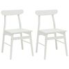 vidaXL Chaise de salle &agrave; manger 2 pc Bois de Caoutchouc Massif Blanc