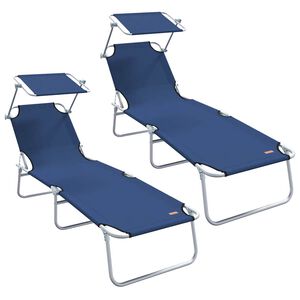 vidaXL Transat 2 pc Polyester Bleu