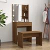 vidaXL Ensemble de coiffeuse avec LED Ch&ecirc;ne marron Bois d'ing&eacute;nierie