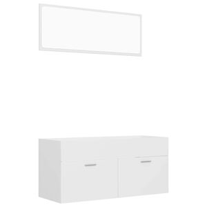 vidaXL Ensemble de meubles de salle de bain 2pcs blanc bois ing&eacute;nierie