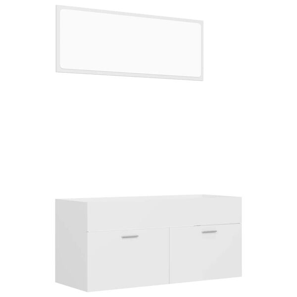 vidaXL Ensemble de meubles de salle de bain 2pcs blanc bois ing&eacute;nierie
