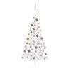 vidaXL Demi-arbre de No&euml;l artificiel pr&eacute;-&eacute;clair&eacute; et boules blanc 150cm