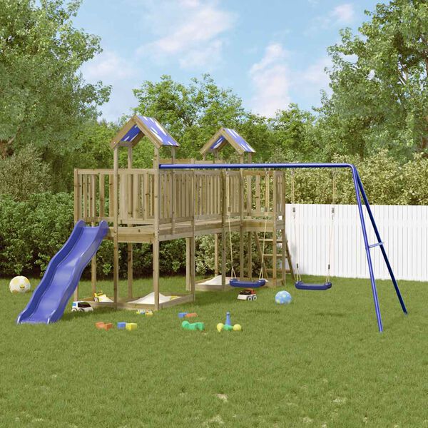 vidaXL Aire de jeux d'ext&eacute;rieur bois de pin impr&eacute;gn&eacute;
