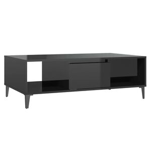 vidaXL Table basse noir brillant 103,5x60x35 cm bois d'ing&eacute;nierie