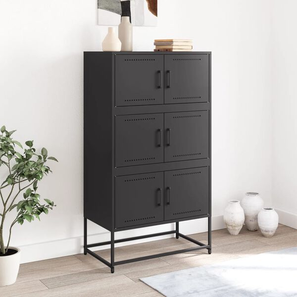 vidaXL Buffet noir 68,5x38,5x123,5 cm acier