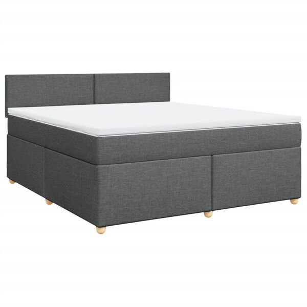 vidaXL Sommier &agrave; lattes de lit avec matelas Gris fonc&eacute; 180x200cm Tissu