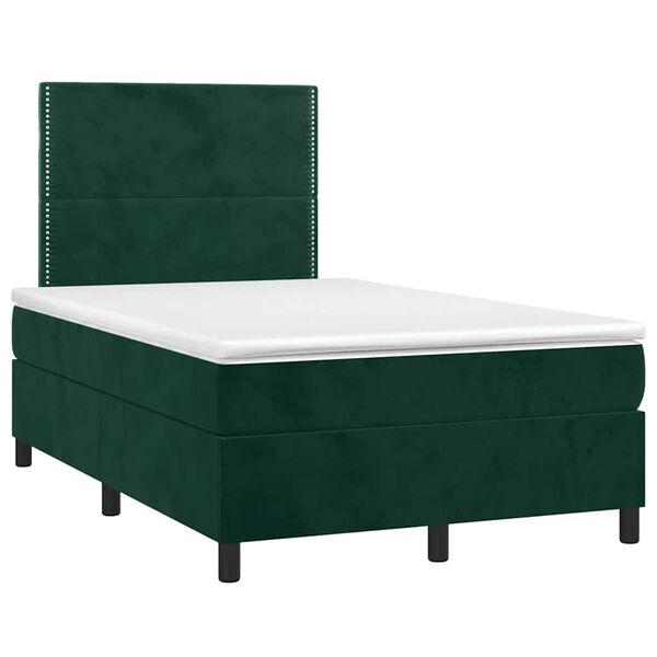 vidaXL Sommier &agrave; lattes de lit matelas et LED Vert fonc&eacute; 120x200 cm