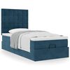 vidaXL Cadre de lit ottoman avec matelas bleu fonc&eacute; 100x200 cm velours