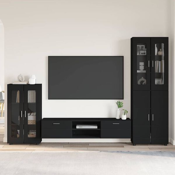 vidaXL Ensemble meuble TV avec tiroir FLORIN Noir Bois d'ing&eacute;nierie