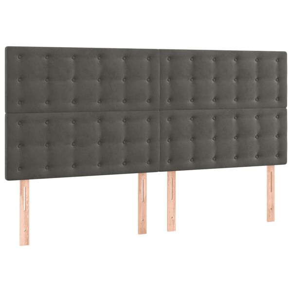 vidaXL T&ecirc;te de lit &agrave; LED Gris fonc&eacute; 200x5x118/128 cm Velours