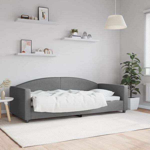vidaXL Lit de repos sans matelas gris fonc&eacute; 90x200 cm tissu