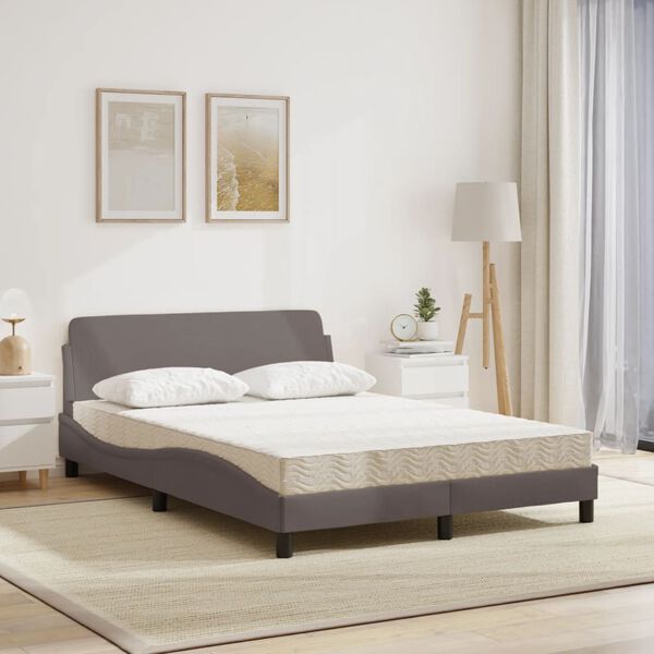 vidaXL Lit avec matelas Dover taupe 140x190 cm tissu