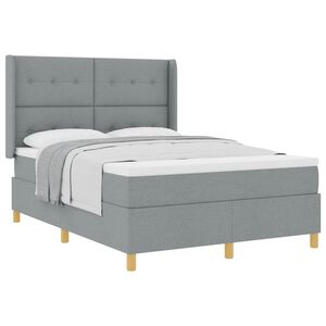 vidaXL Lit &agrave; ressorts avec t&ecirc;te de lit Gris clair 140 x 190 cm tissu
