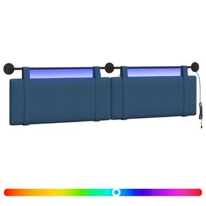 vidaXL T&ecirc;te de lit suspendue Avec lumi&egrave;re LED Bleu Tissu