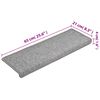 vidaXL Tapis d'escalier 15 pièces 65 x 21 x 4 cm Gris clair Bord rectangulaire