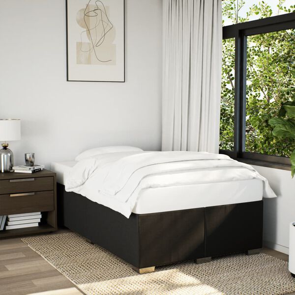 vidaXL Sommier &agrave; lattes de lit avec matelas noir 120x190 cm tissu