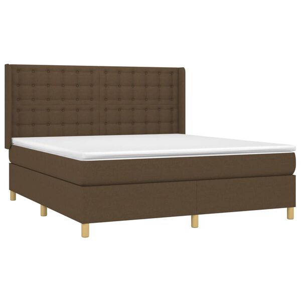 vidaXL Sommier &agrave; lattes de lit avec matelas Marron fonc&eacute; 180x200 cm
