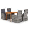 vidaXL Ensemble &agrave; manger de jardin 5 pcs Gris