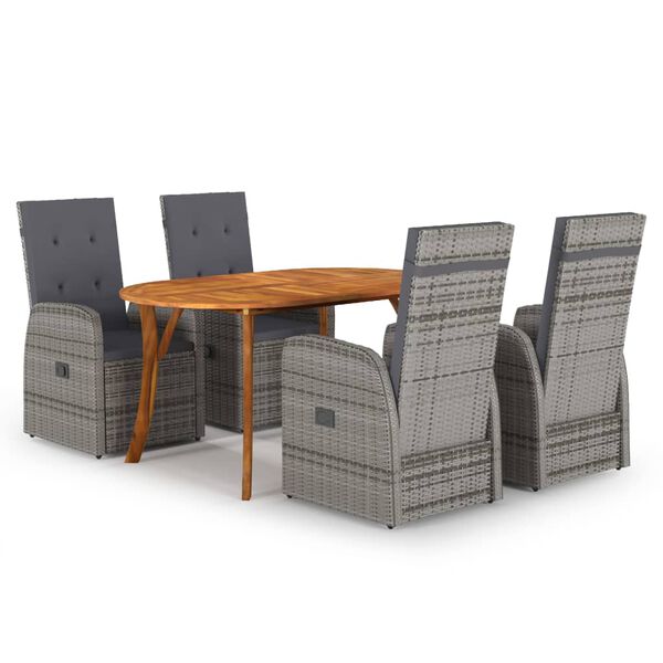 vidaXL Ensemble &agrave; manger de jardin 5 pcs Gris
