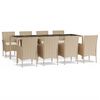 vidaXL Ensemble &agrave; manger de jardin et coussins 9 pcs beige Poly rotin