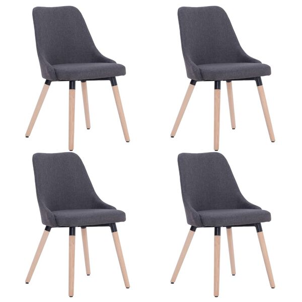 vidaXL Chaises &agrave; manger lot de 4 gris fonc&eacute; tissu