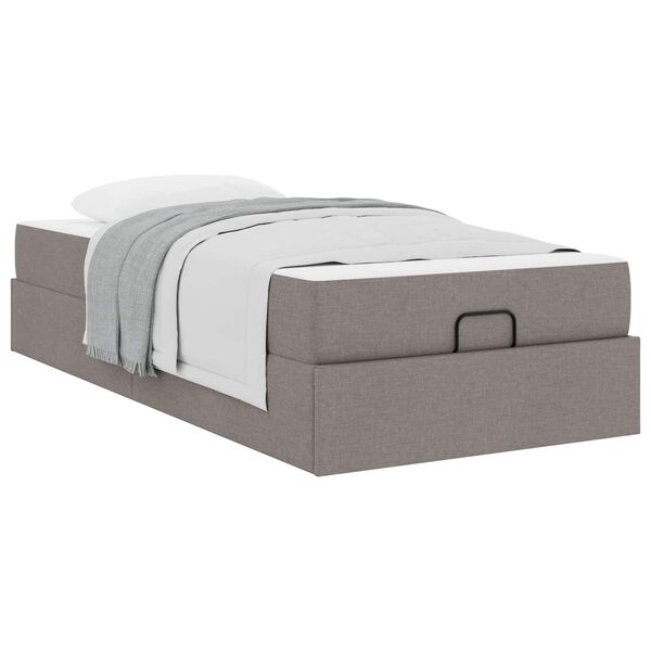 vidaXL Cadre de lit avec matelas avec matelas 2 pcs Taupe tissu