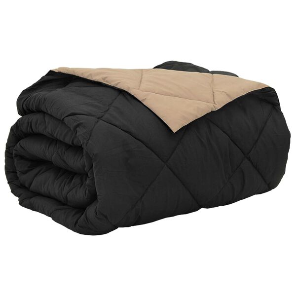 vidaXL Duvet d'&eacute;t&eacute; simple Noir et Taupe 220 x 260 cm Microfibre