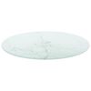 vidaXL Dessus de table blanc Ø40x0,8cm verre trempé avec design marbre