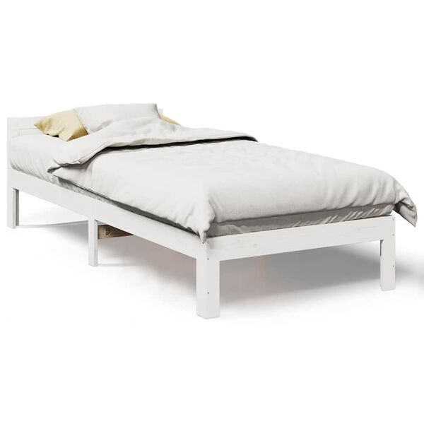 vidaXL Cadre de lit sans matelas blanc 90x200 cm bois de pin massif