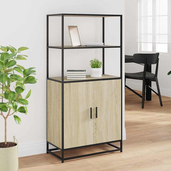 vidaXL Buffet haut chêne sonoma 68x35x139 cm bois d'ingénierie métal
