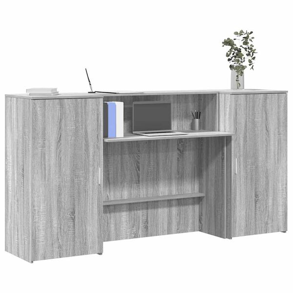 vidaXL Bureau de r&eacute;ception sonoma gris 200x50x103,5 cm bois ing&eacute;nierie