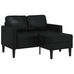 vidaXL Canap&eacute; 2 places avec m&eacute;ridienne en L Noir 125 cm Similicuir