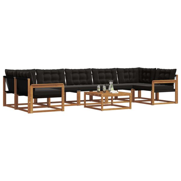 vidaXL Ensemble de canap&eacute;s d'ext&eacute;rieur 8 pcs Naturel et Noir
