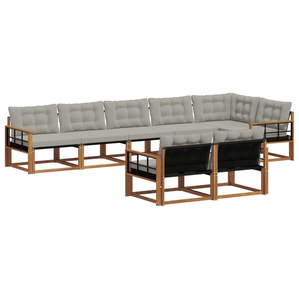 vidaXL Ensemble de canap&eacute;s d'ext&eacute;rieur 8 pcs Gris Naturel et Clair
