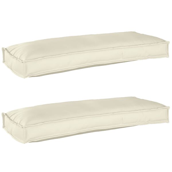 vidaXL Set de coussins de palette 2 pcs Cr&egrave;me 100 x 40 x 8 cm