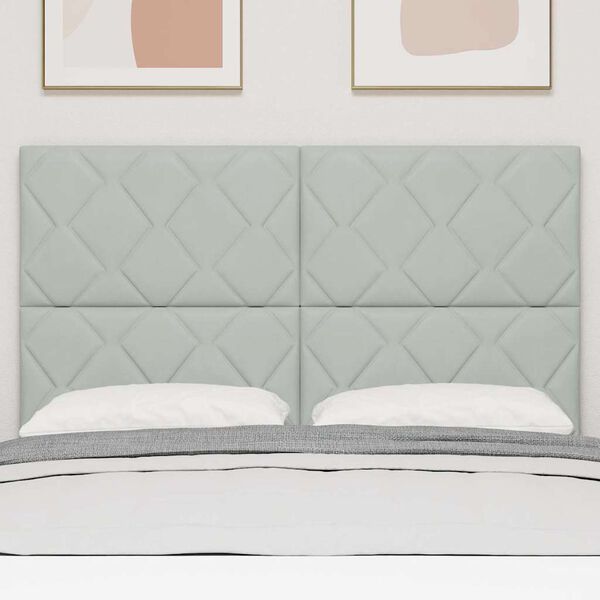 vidaXL T&ecirc;te de lit avec t&ecirc;te de lit Gris clair 144 cm Velours