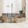 vidaXL Ensemble de canapé de jardin 7 pcs Beige Poly rotin